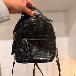Black Croc-Embossed Mini Backpack